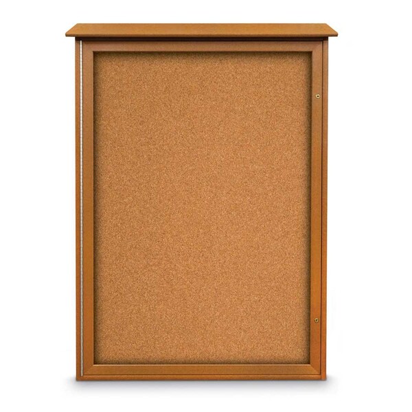 United Visual Products Outdoor Enclosed Combo Board, 72"x36", Bronze Frame/Blue & Medium Grey UVCB7236ODBZ-BLUE-MEDGRY - main